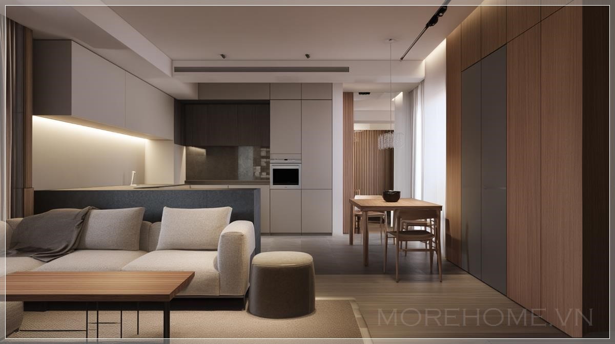 Cảnh nội thất căn hộ nhỏ hiện đại tại Athens, với thiết kế không gian ...