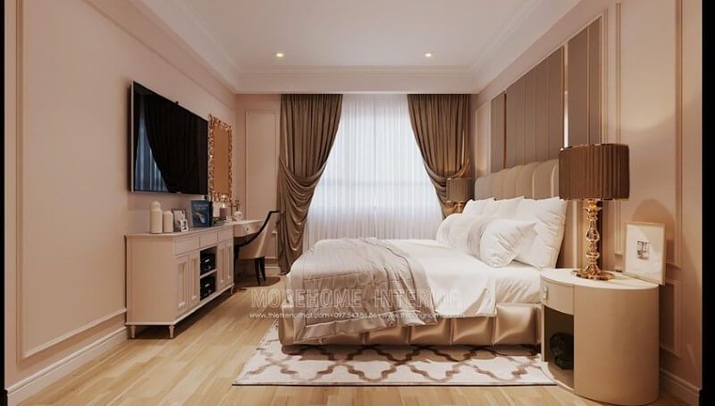 Không gian phòng ngủ được làm đẹp hơn bằng cách trang trí bằng một gương.